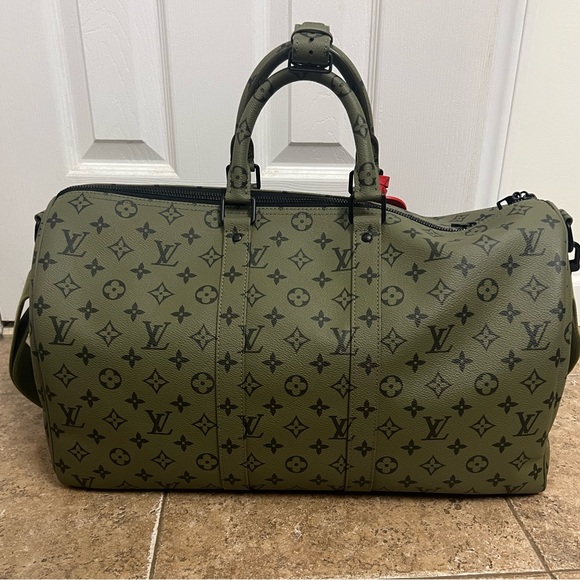 Louis Vuitton Keepall 45 Khaki Green/ Vermillion Red - Picture 3 of 12